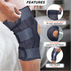 Knee brace with features highlighted on a blurred background