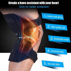 Knee brace with highlighted features on a black background