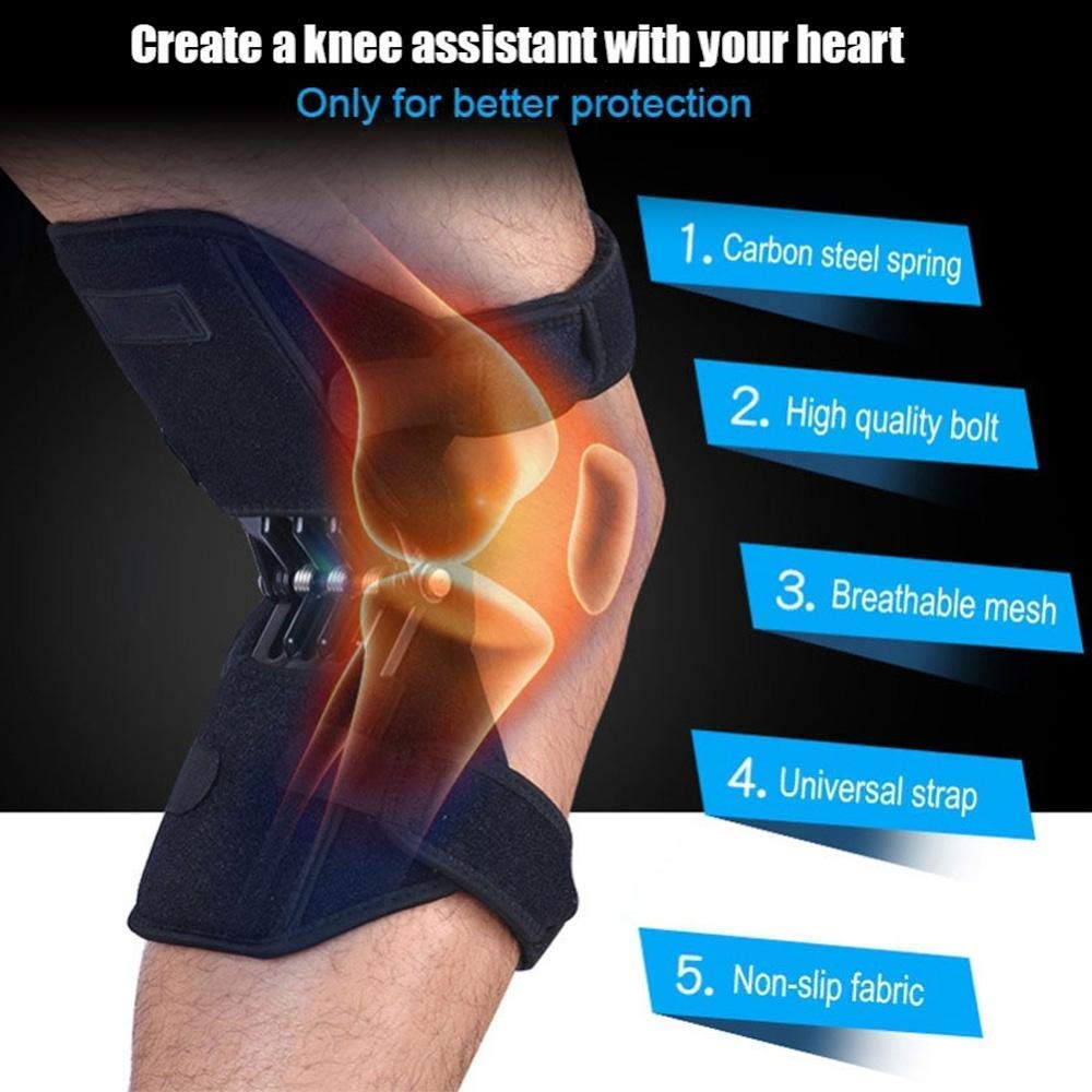 Knee brace with highlighted features on a black background