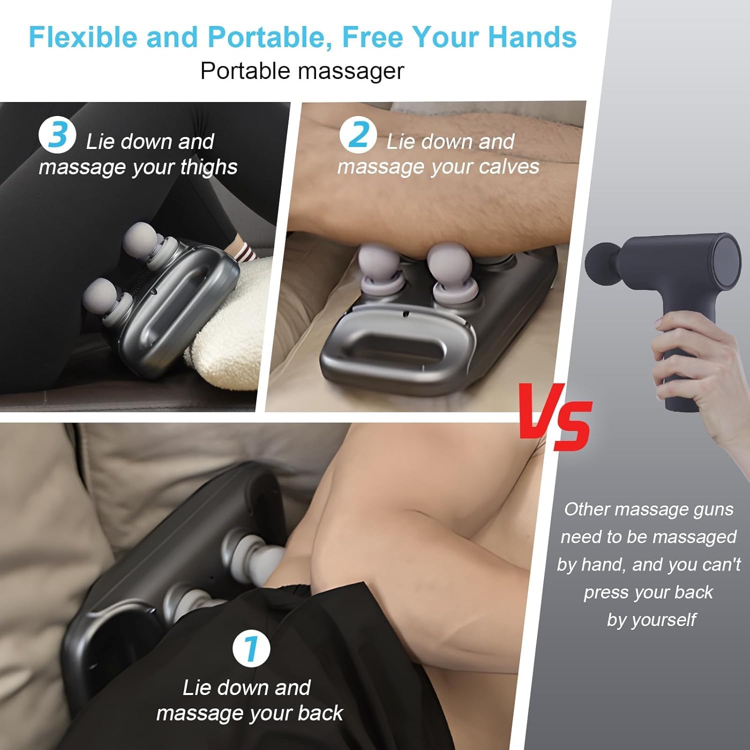 4-in-1 Handheld Massager for Pain Relief – 4 Interchangeable Heads with Remote Control