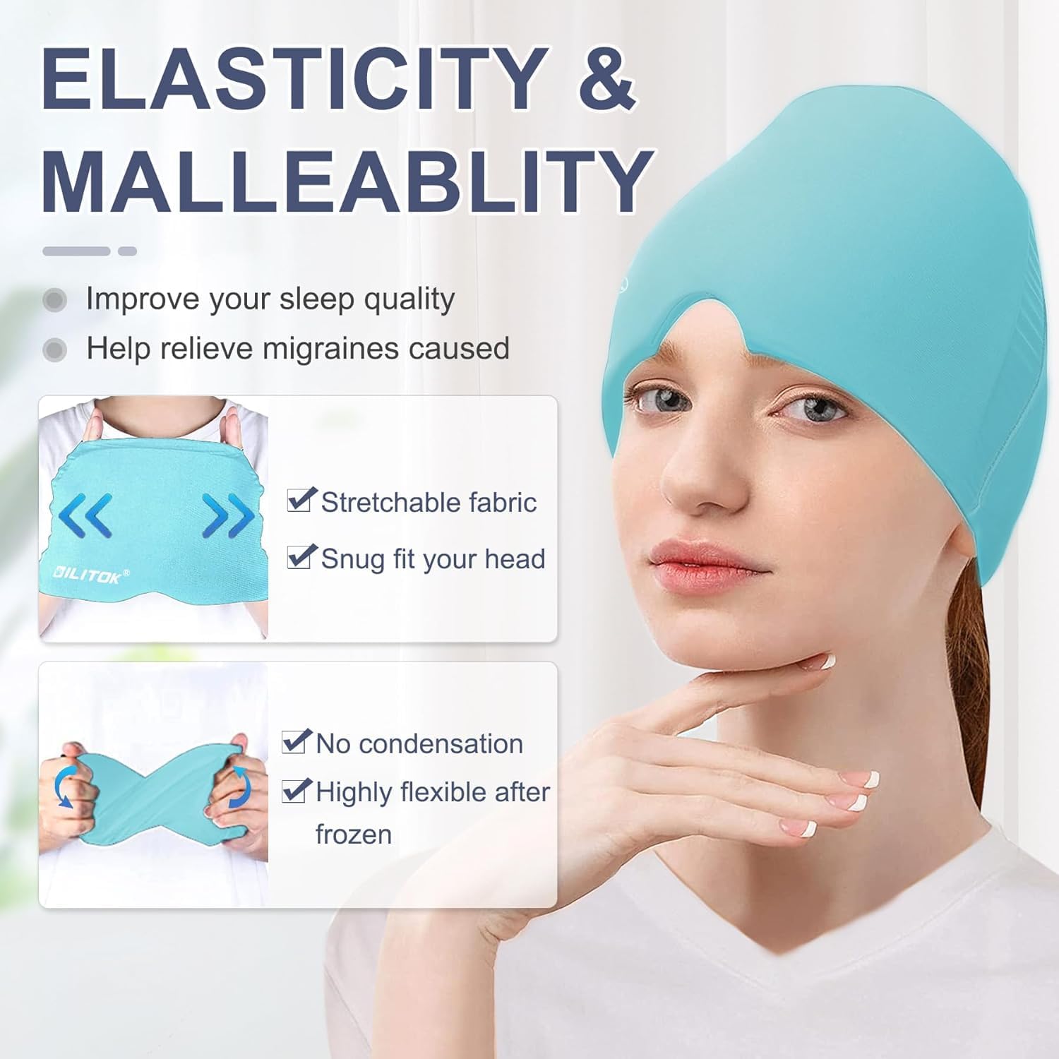 Migraine Relief Cap – Hot & Cold Therapy Headache Cap for Migraine, Sinus & Tension Relief