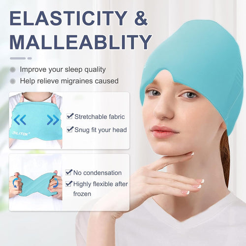 Migraine Relief Cap – Hot & Cold Therapy Headache Cap for Migraine, Sinus & Tension Relief