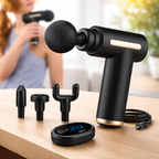 ReliefKart Pulse Gun Massager – 4 Heads, 6 Speed, Rechargeable Percussion Massager