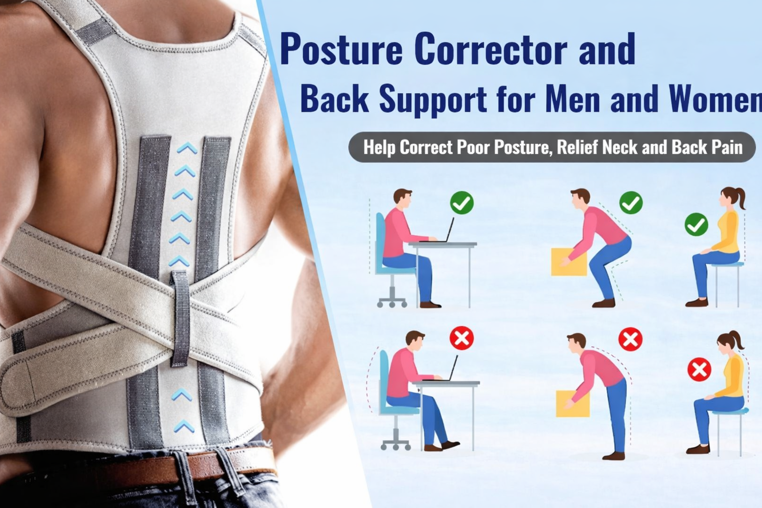 Neoprene Premium Posture Corrector Belt For Men & Women