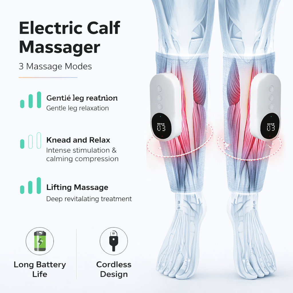 Portable Calf Massager with Heat – Air Compression Leg Massager for Pain and Circulation with 3 Modes and 3 Intensities, Revitive Circulation Booster for Legs, Type-C Rechargeable