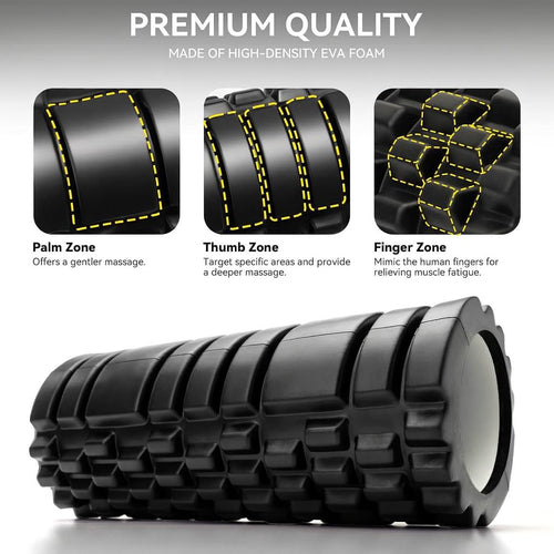 Density Foam Roller for Back & Body Pain Relief – Deep Tissue Massage for Muscle Recovery & Back Pain | Trigger Point Therapy, Yoga, Stretching, Fitness Training & Home Workouts