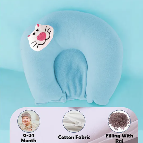 U Shape Soft Fabric New Born Baby Head Shaping Pillow with Mustard Seeds / Baby Rai Pillow for 0-12 Months – Pink (ReliefKart)