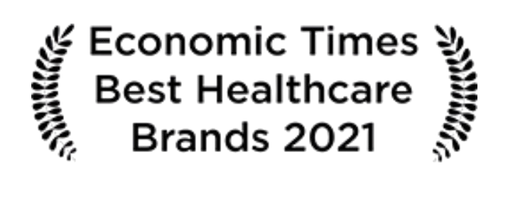 Logo for Economic Times Best Healthcare Brands 2021 with laurel wreath design.