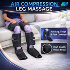 Air Compression Leg Massager with Handheld Controller – 3 Massage Modes and 3 Intensities for Feet, Calf and Thigh | Corded Electric, Black