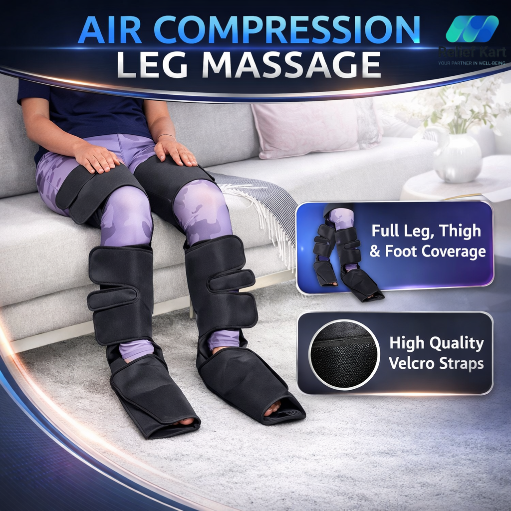 Air Compression Leg Massager with Handheld Controller – 3 Massage Modes and 3 Intensities for Feet, Calf and Thigh | Corded Electric, Black