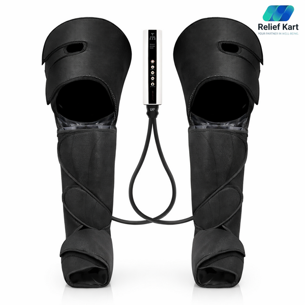 Air Compression Leg Massager with Handheld Controller – 3 Massage Modes and 3 Intensities for Feet, Calf and Thigh | Corded Electric, Black