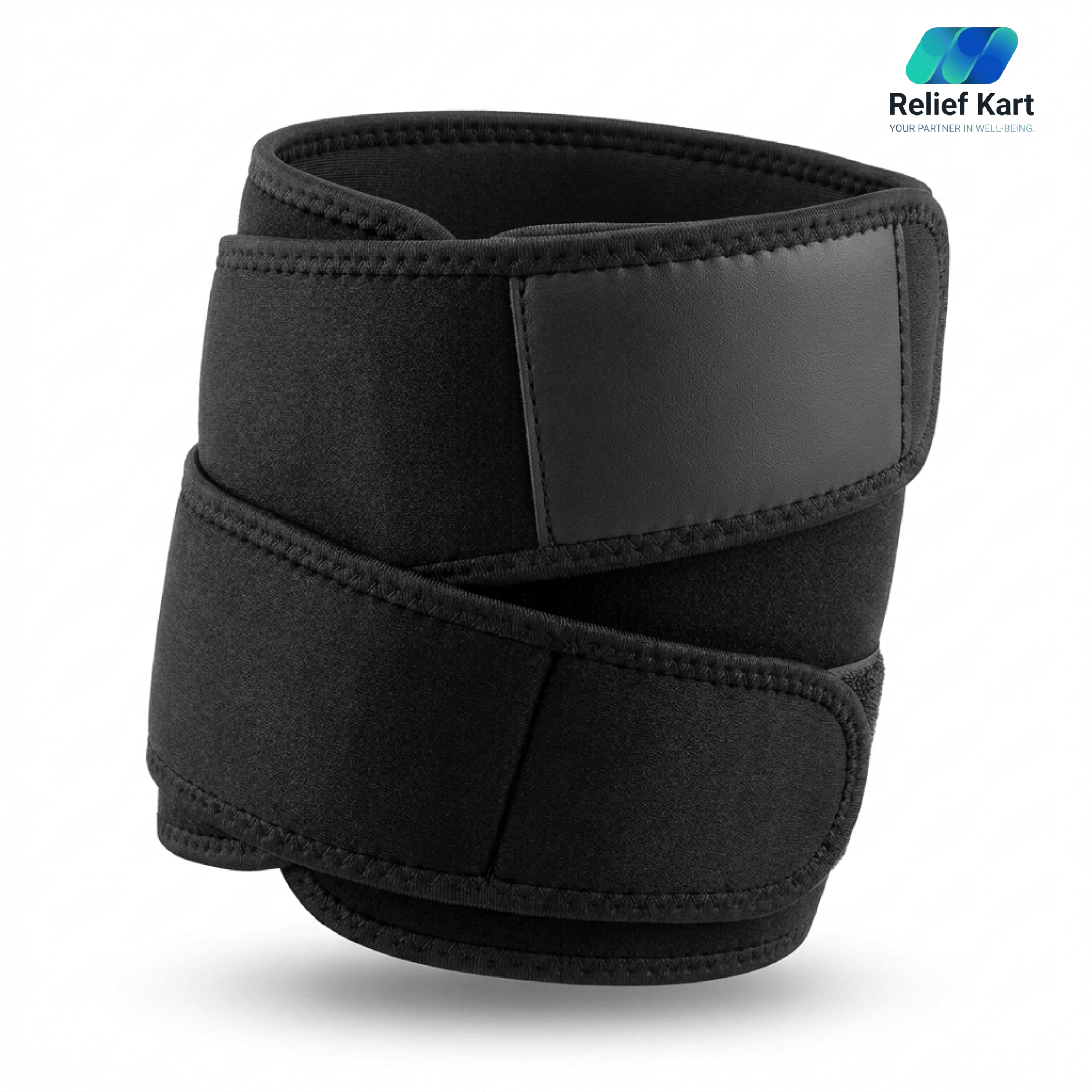 ReliefKart Thigh Wrap – Thigh Support – Compression Sleeve for Quadriceps, Black, Large (ReliefKart)