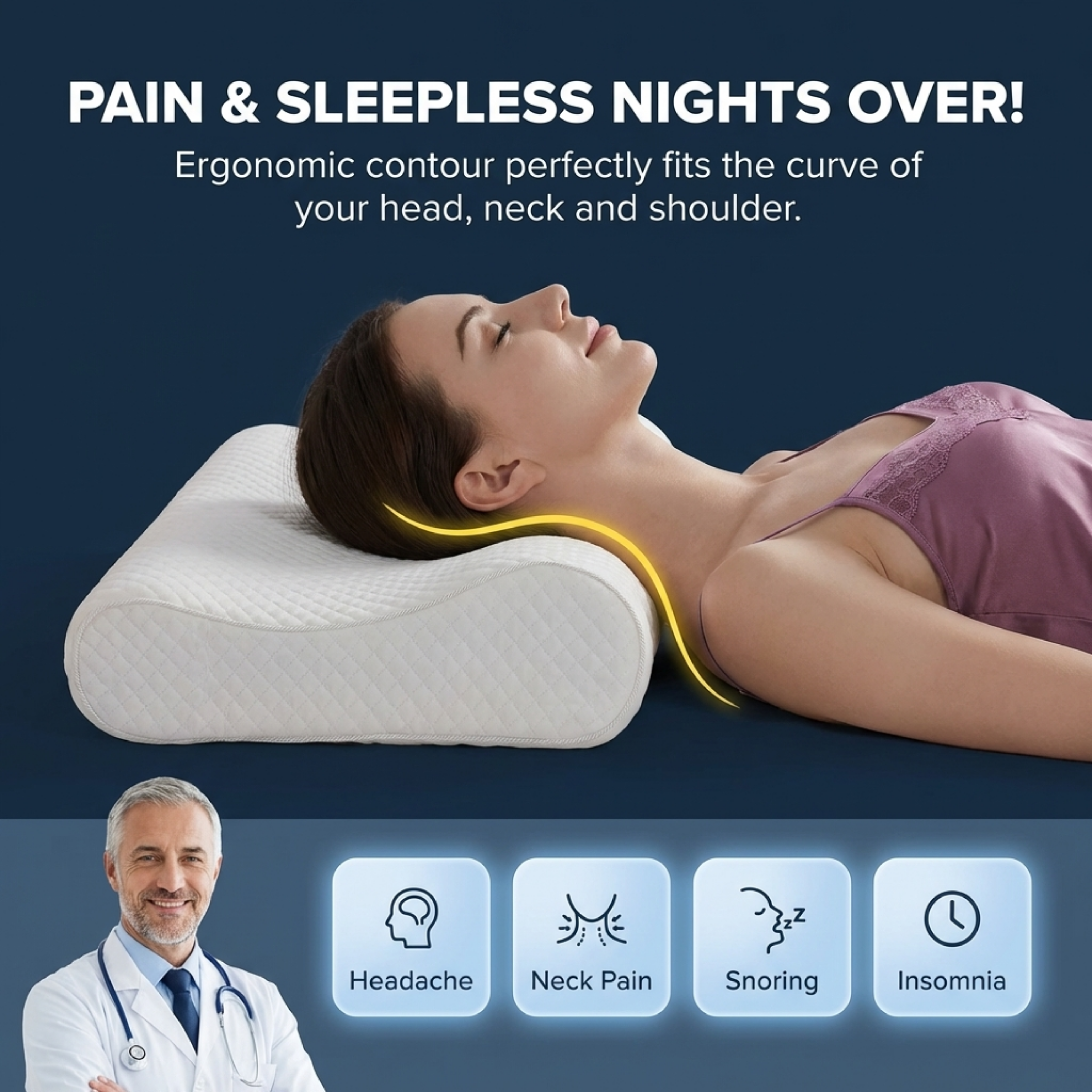 Memory Foam Solid Orthopaedic Pillow White