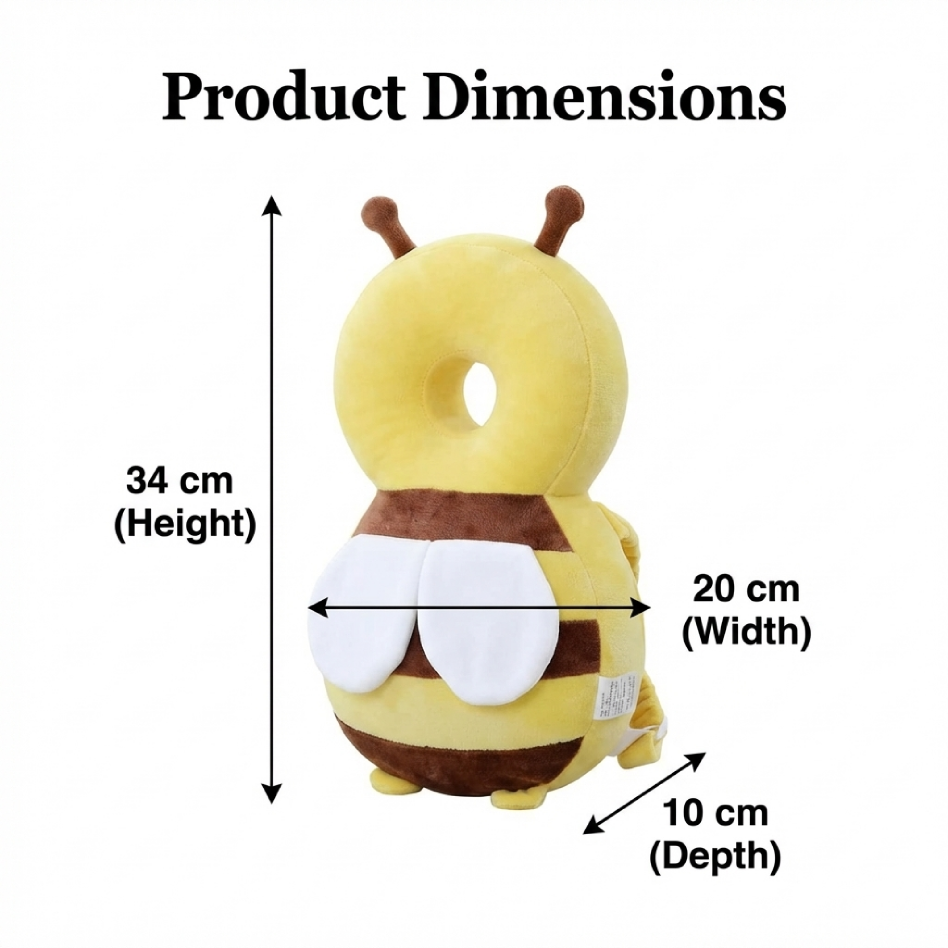 Baby Head Protector Pillow Safety Bee Yellow – Walk & Sleep Protection Pad