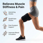 ReliefKart Thigh Wrap – Thigh Support – Compression Sleeve for Quadriceps, Black, Large (ReliefKart)