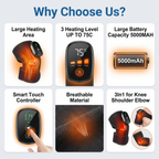 ReliefKart Cordless Knee Massager – Heated Vibration Brace Wrap