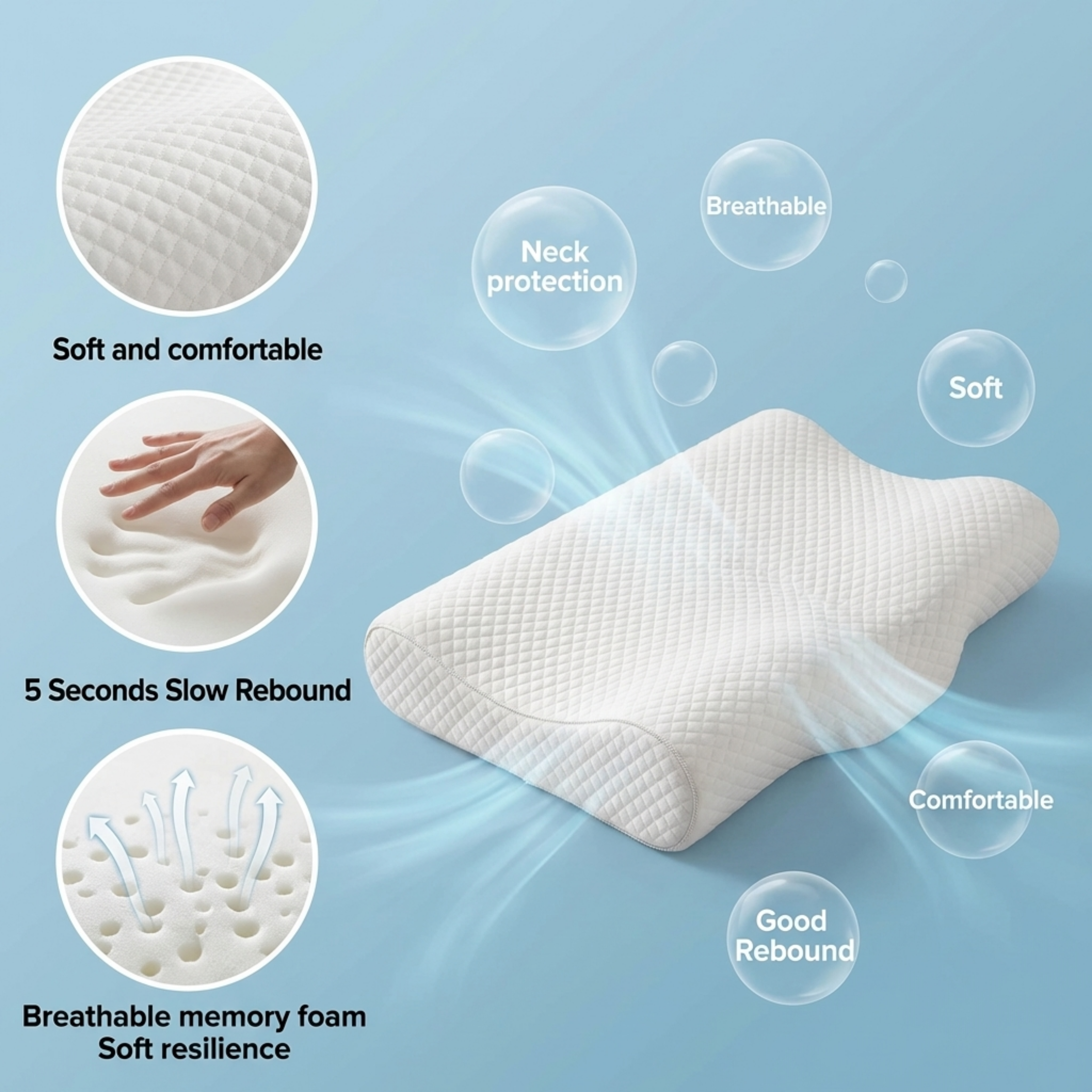 Memory Foam Solid Orthopaedic Pillow White