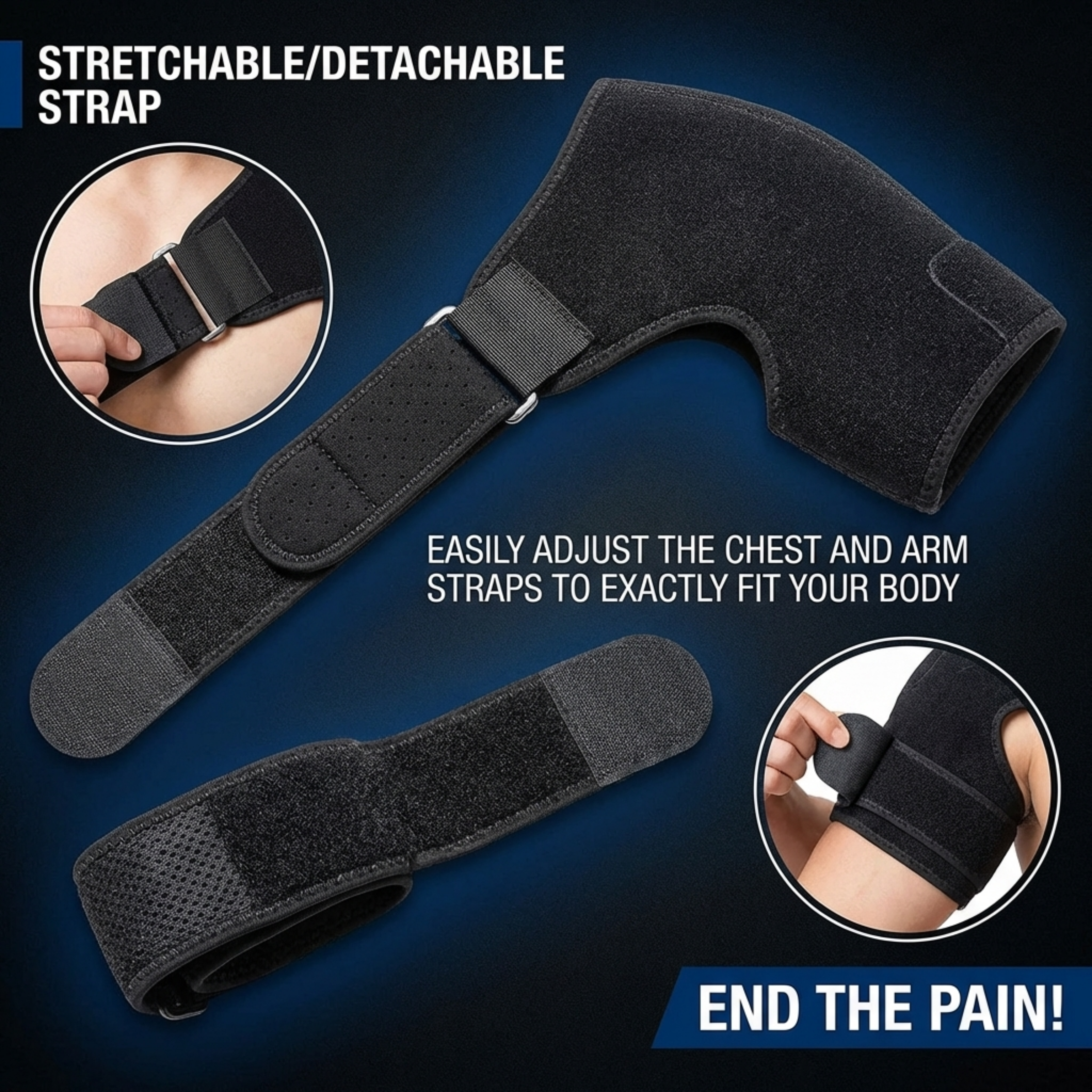 Shoulder Support Brace for Men & Women – Pain Relief & Support for Rotator Cuff, AC Joint & Dislocated Shoulder – Adjustable Shoulder Support Strap | Neoprene Foam | Universal Fit Both Left & Right Side