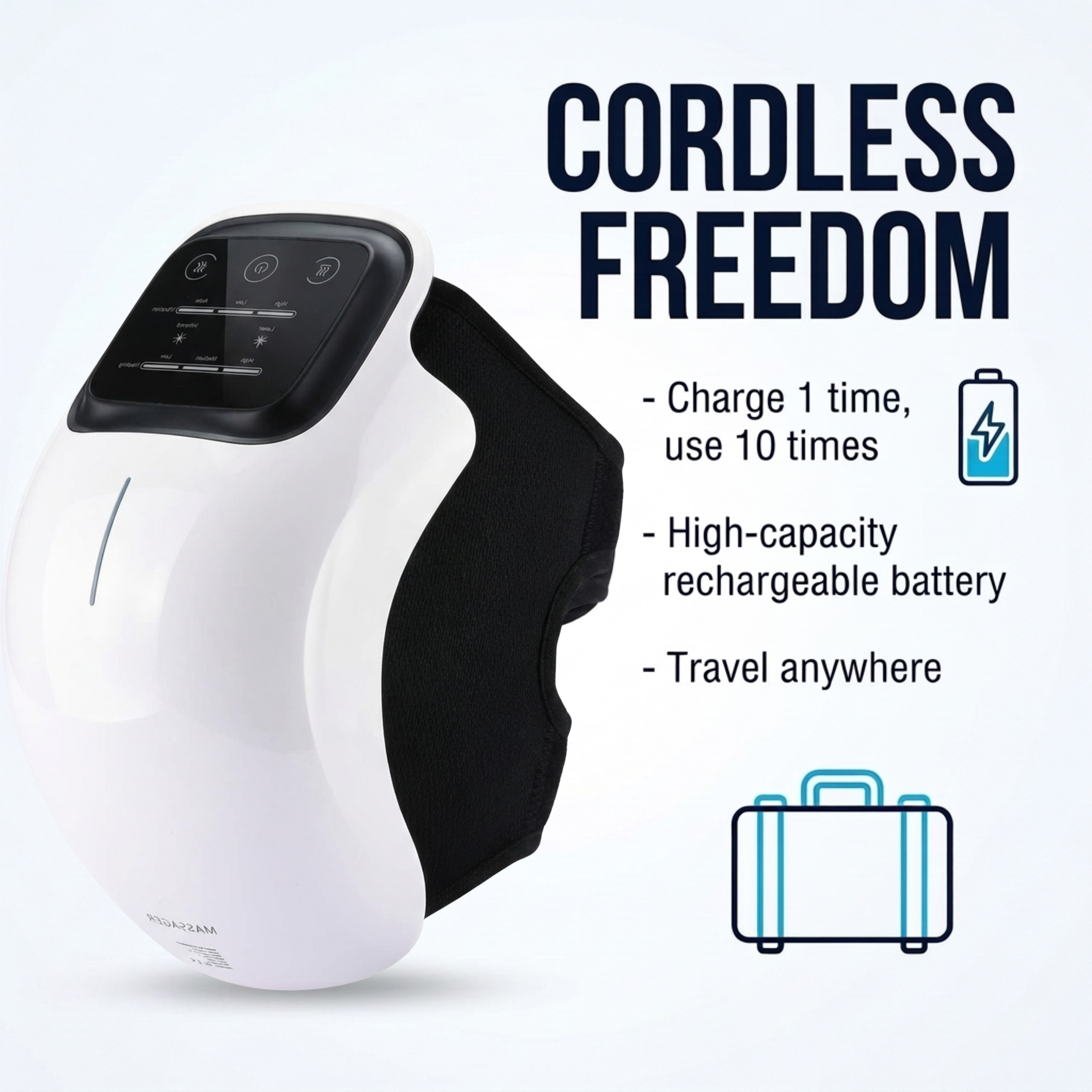Cordless Rechargeable Knee Massager – Smart Joint Pain Relief with Physiotherapy Heat & Vibration