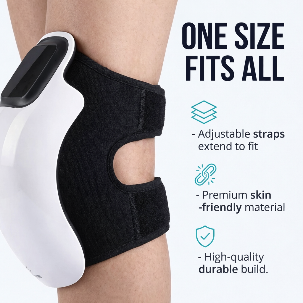 Cordless Rechargeable Knee Massager – Smart Joint Pain Relief with Physiotherapy Heat & Vibration
