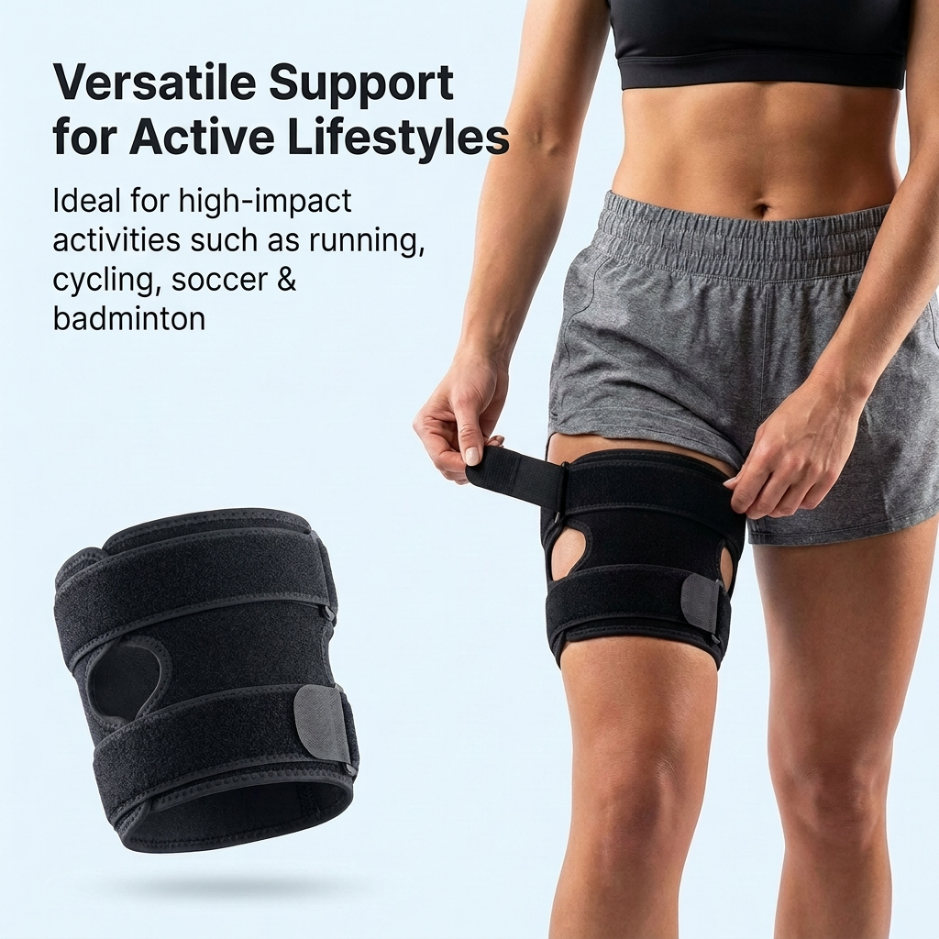 ReliefKart Thigh Wrap – Thigh Support – Compression Sleeve for Quadriceps, Black, Large (ReliefKart)