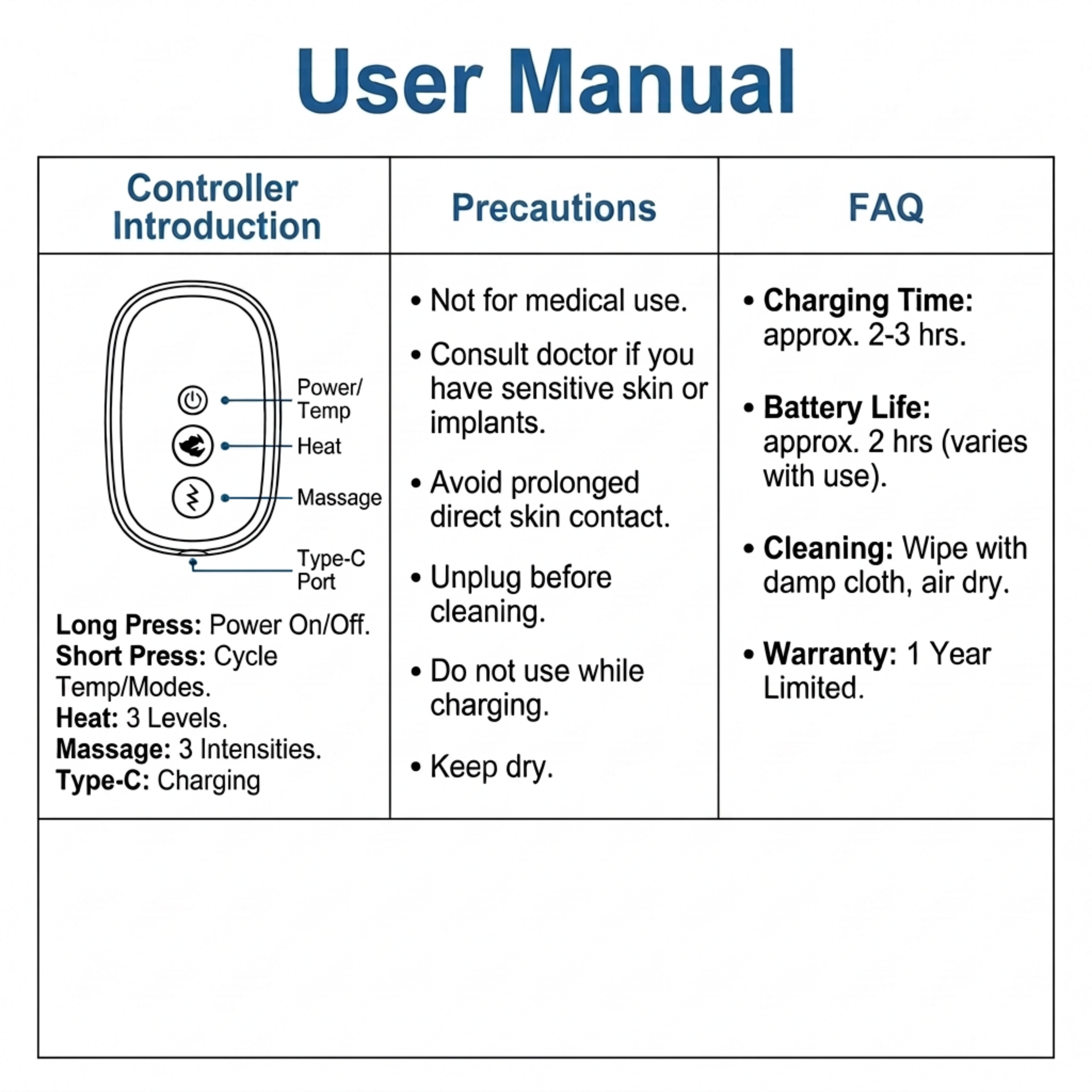 ReliefKart Cordless Knee Massager – Heated Vibration Brace Wrap