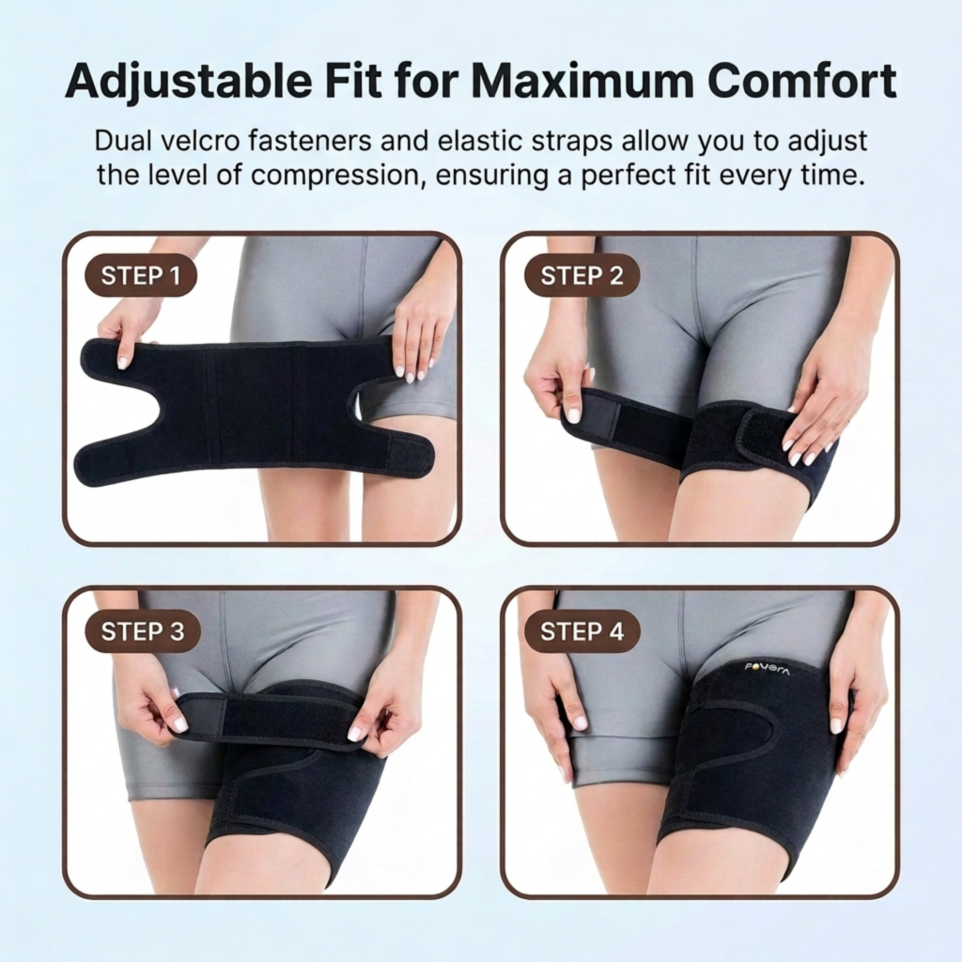 ReliefKart Thigh Wrap – Thigh Support – Compression Sleeve for Quadriceps, Black, Large (ReliefKart)